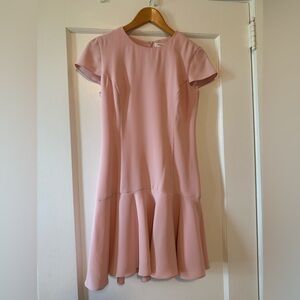 Amanda Uprichard Blush Pink Midi Fit-and-Flare Dress